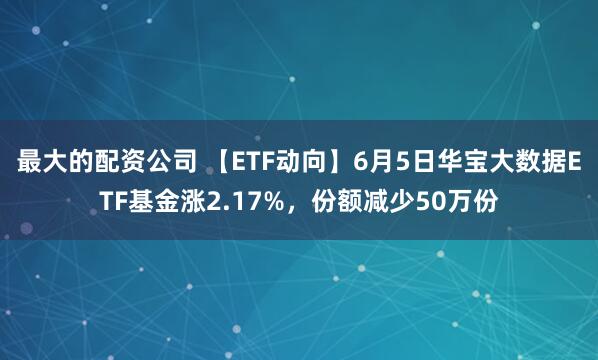 最大的配资公司 【ETF动向】6月5日华宝大数据ETF基金涨2.17%，份额减少50万份
